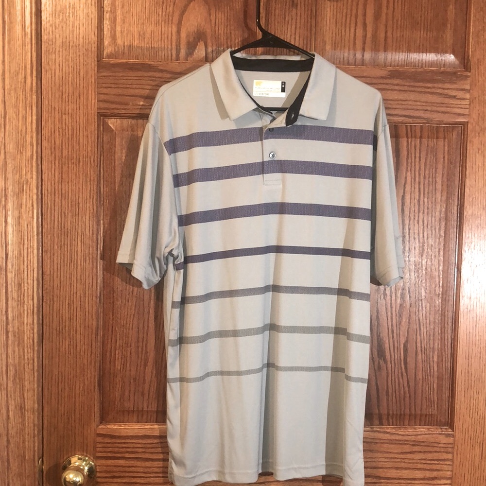 Gray Striped Polo Shirt